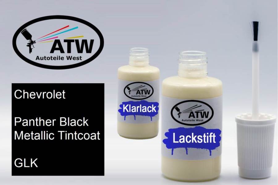 Chevrolet, Panther Black Metallic Tintcoat, GLK: 20ml Lackstift + 20ml Klarlack - Set, von ATW Autoteile West.